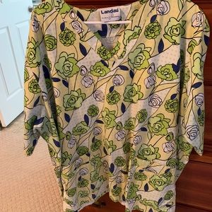 Plus size green and blue scrub top 4x